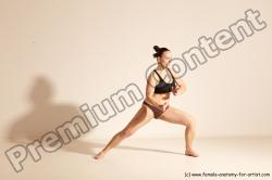 Underwear Martial art Woman White Moving poses Average long colored Dynamic poses Academic